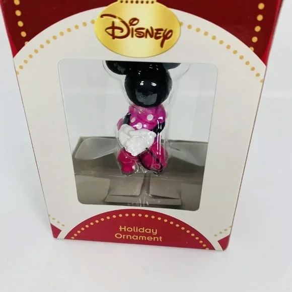 Disney Pink Polka Dot Minnie Mouse 3D Figural Resin Christmas Holiday New Boxed - Picture 3 of 6